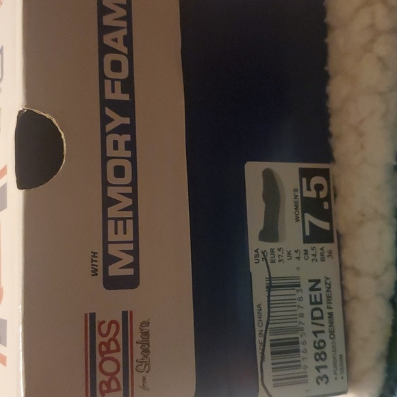 NIB BOBS from Skechers Women's 7.5 Blue Memory Foam Espadrille Wedge Slip On - Picture 11 of 12